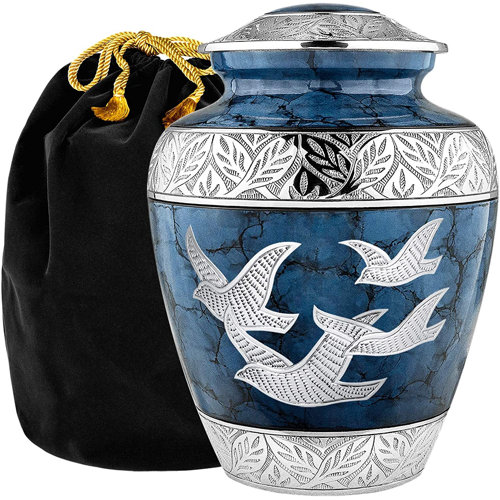 Trupoint Memorials Heavenly Peace Dark Blue Wings Of Love Large Cremation Urn For Human Ashes